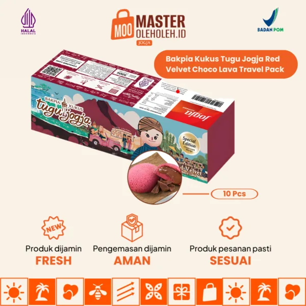 Bakpia Kukus Tugu Jogja Red Velvet Choco Lava Travel Pack Isi 10