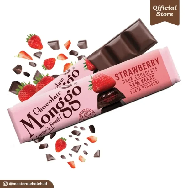 Cokelat Monggo Strawberry Dark 58% Bar 40gr